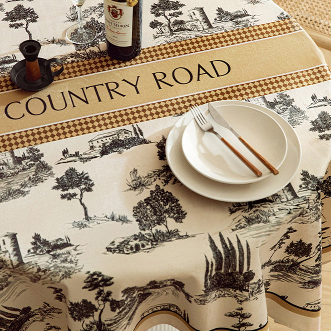 country road logo table cloth