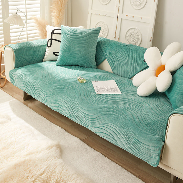 5color velvet wave sofa cover