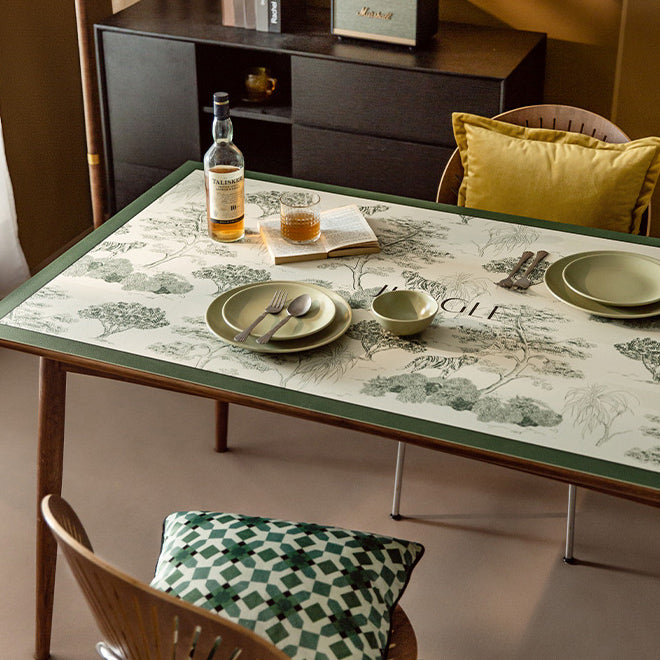 2color green retro forest square table mat