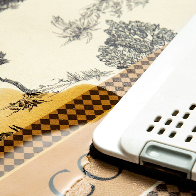 green retro forest floor mat