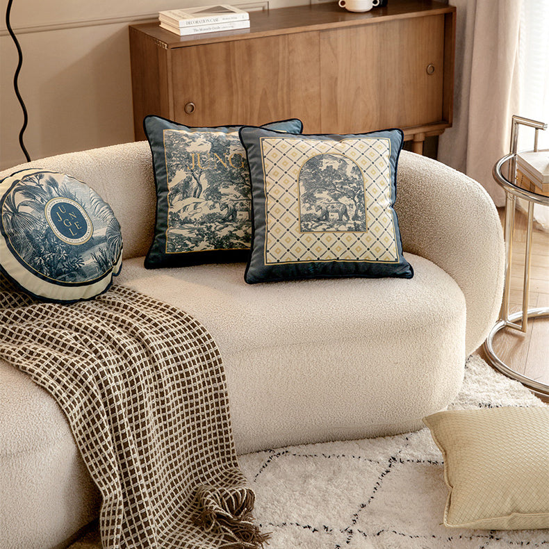 3design blue retro forest cushion