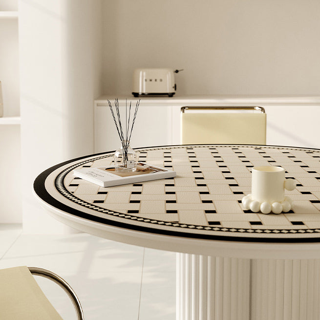 2design brown retro tile round table mat