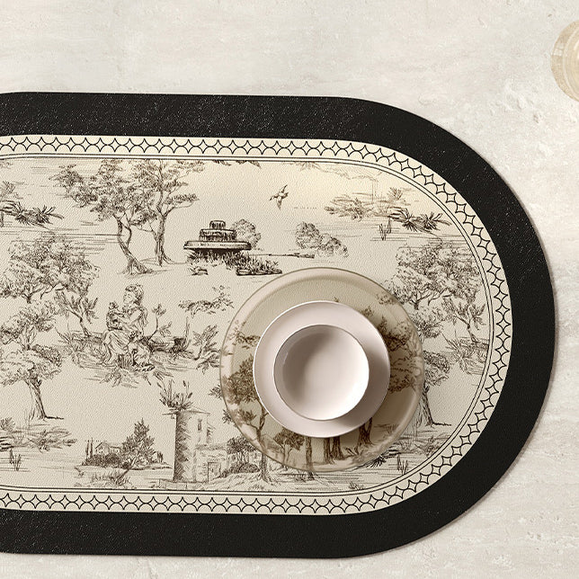 black toile de Jouy place mat