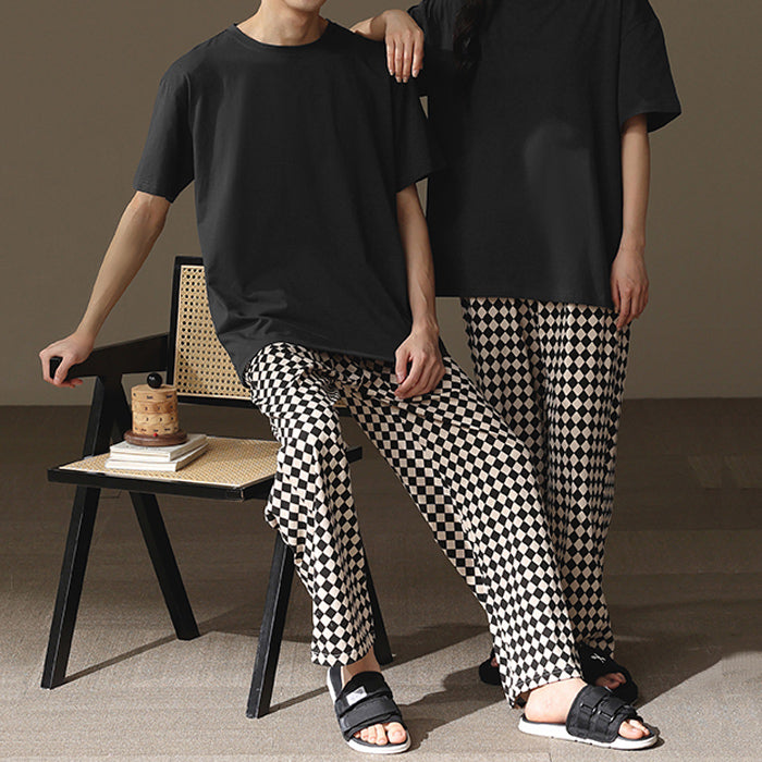 diamond check bottoms pair roomwear