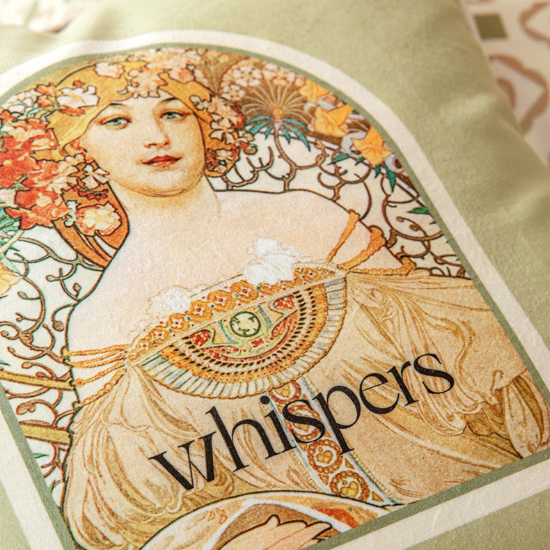 3design mucha whispers logo cushion