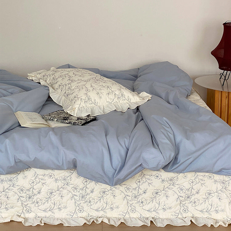 flower embroidery bedlinen set