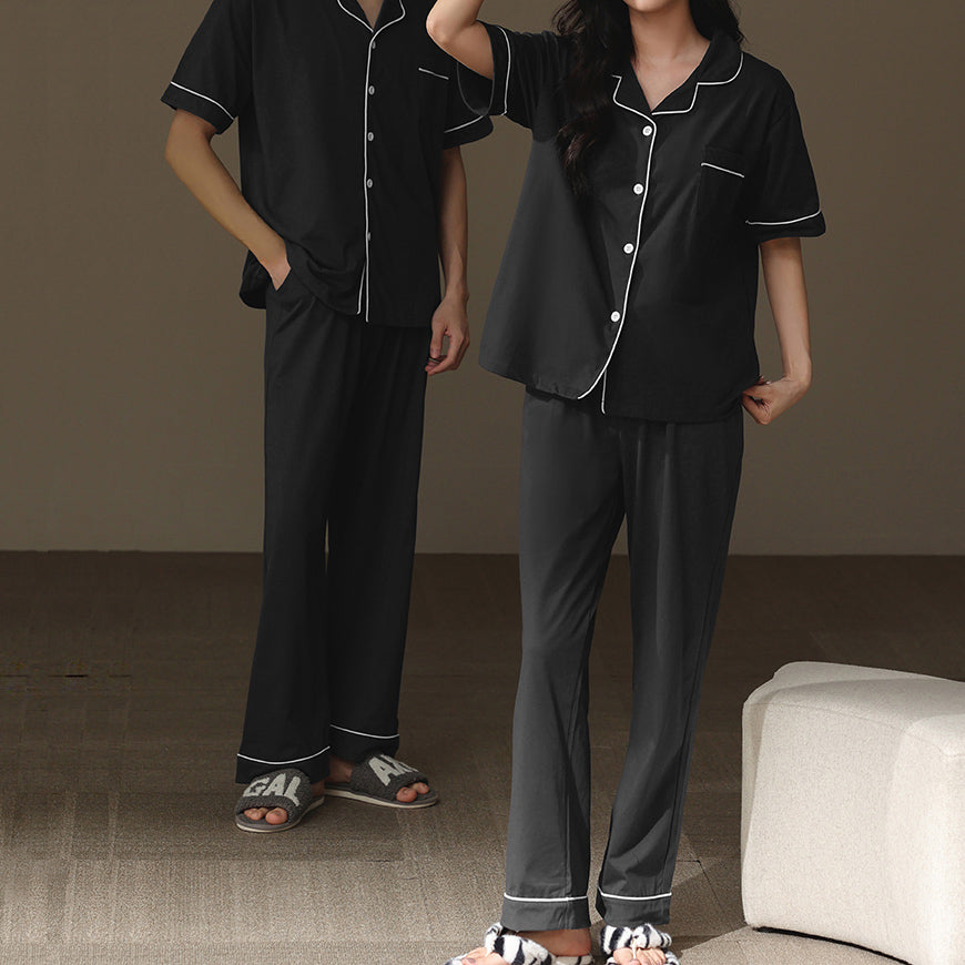piping charcoal gray pair roomwear