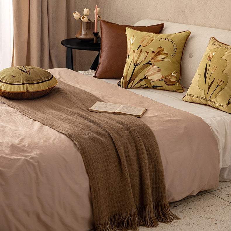 art mustard tulip cushion