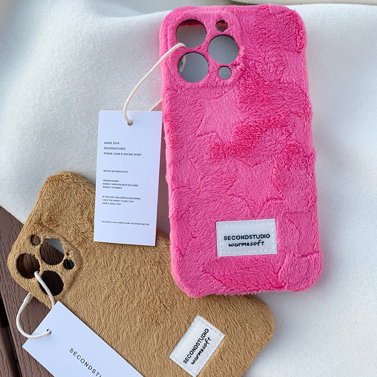 2color short fur iPhone case