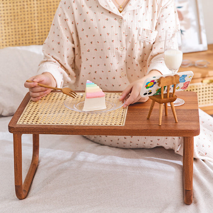 3color wood rattan mini table