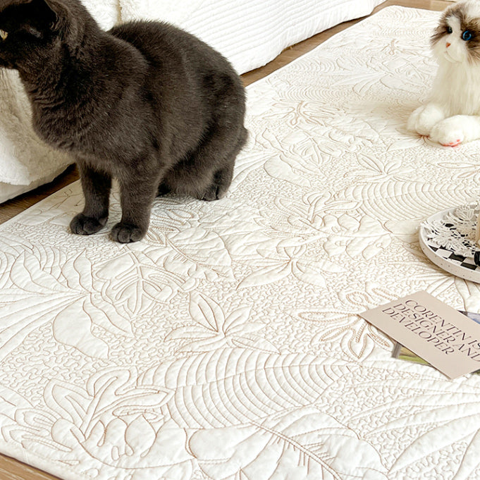 3color botanical stitch floor mat