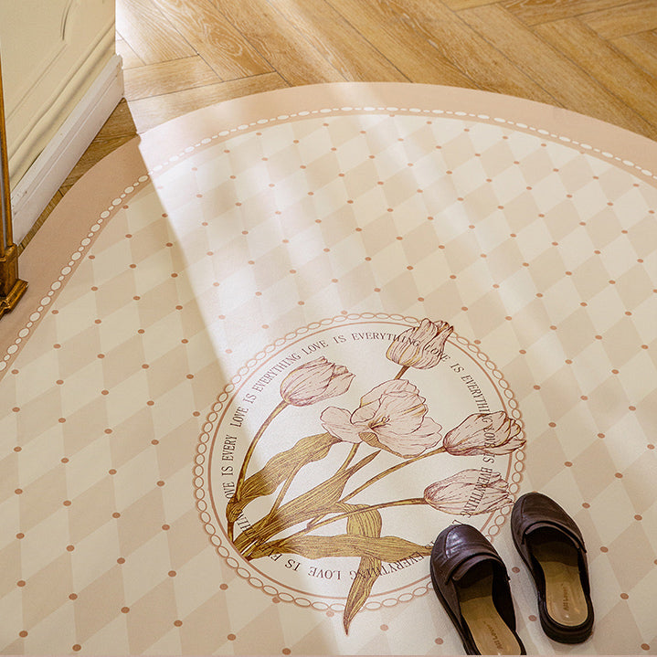 pink tuilp everthing door mat