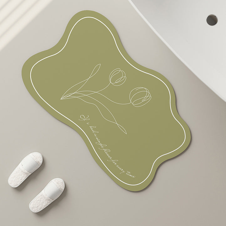 6color drawing tulip bath mat