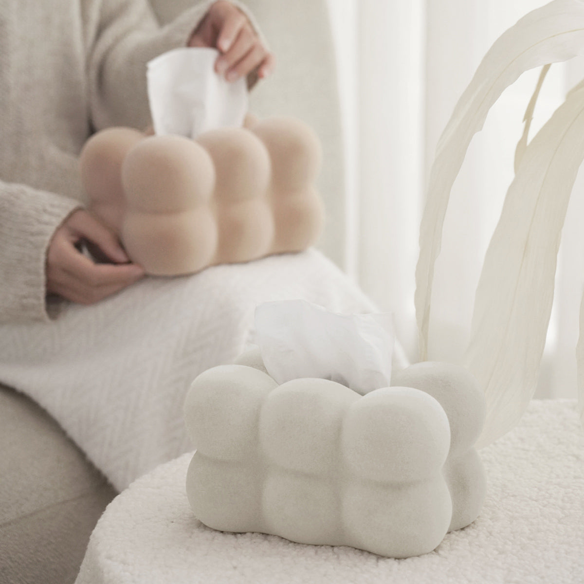 3color furry cloud tissue case