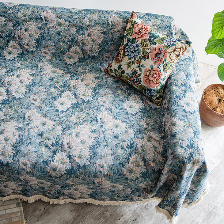 french blue flower sofa cover