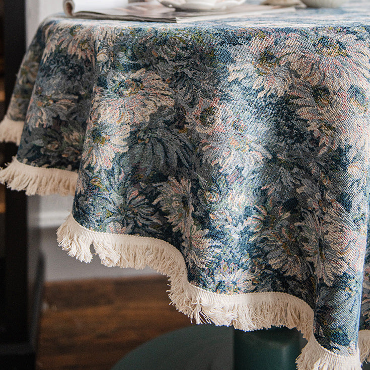 french blue flower table cloth