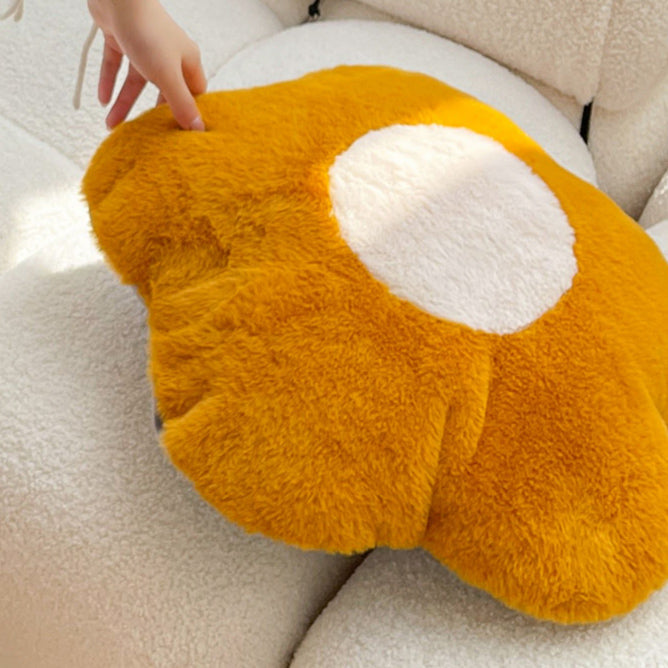 2color fur flower cushion