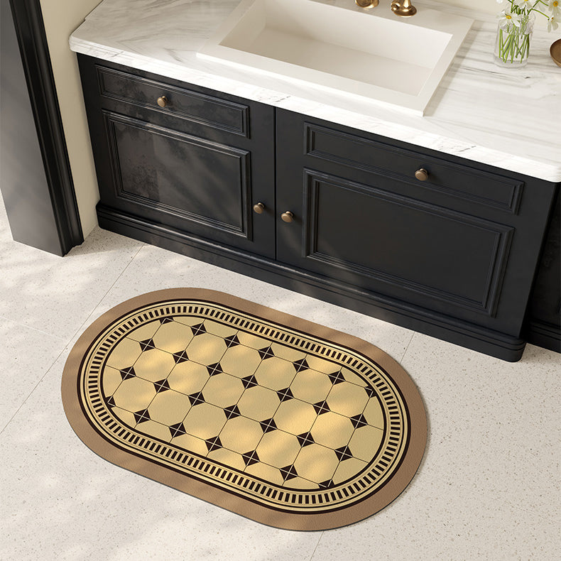 brown tile bath mat