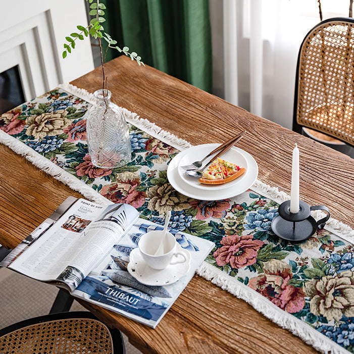 elegant rich flower table runner