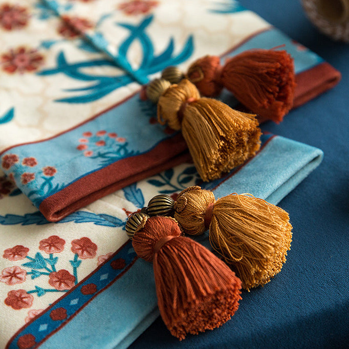 2design ethnic blue flower tissue case