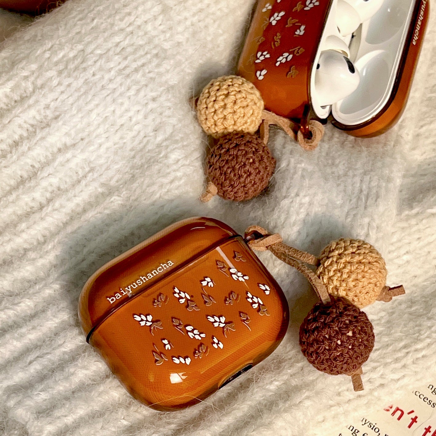 clear brown leaf Airpods case