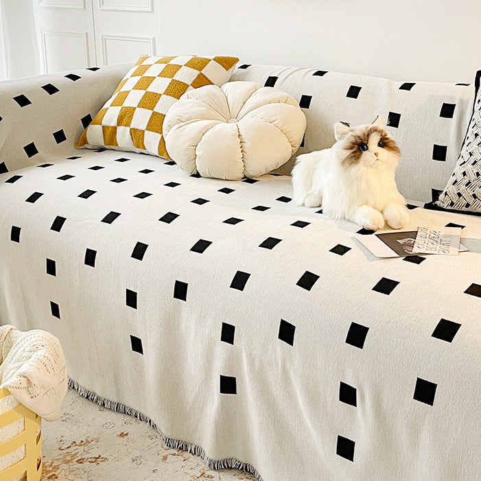 monotone square block sofa cover