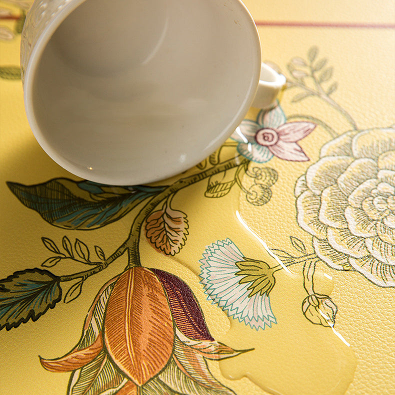 dark red vintage flower square table mat