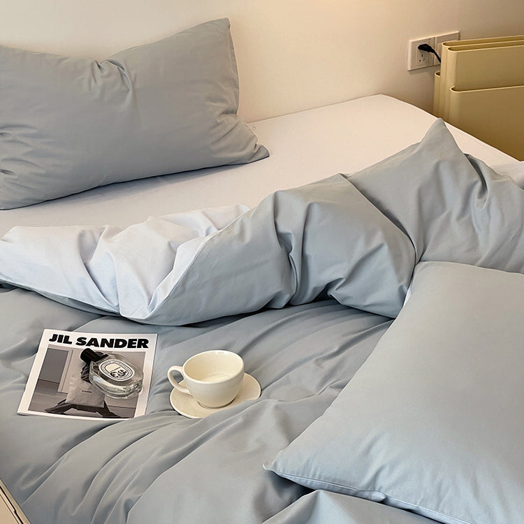 8color two tone creamy cotton bedlinen set