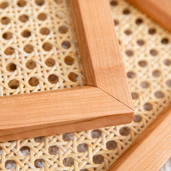 2color square rattan wood tray
