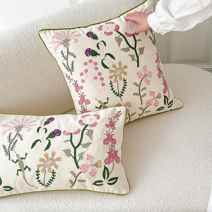 retro botanical flower cushion