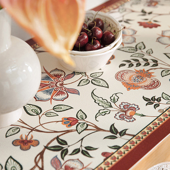 dark red vintage flower shelf mat