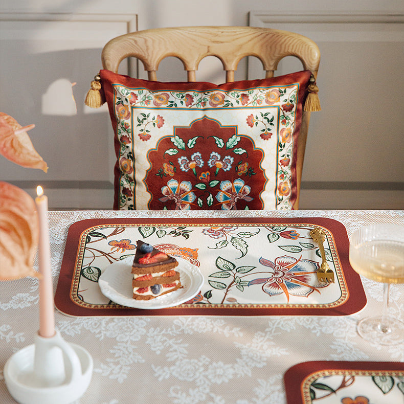 dark red vintage flower place mat