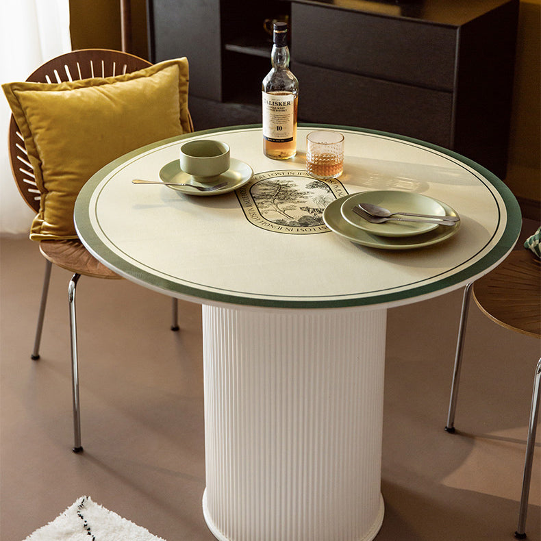 2color green retro forest round table mat
