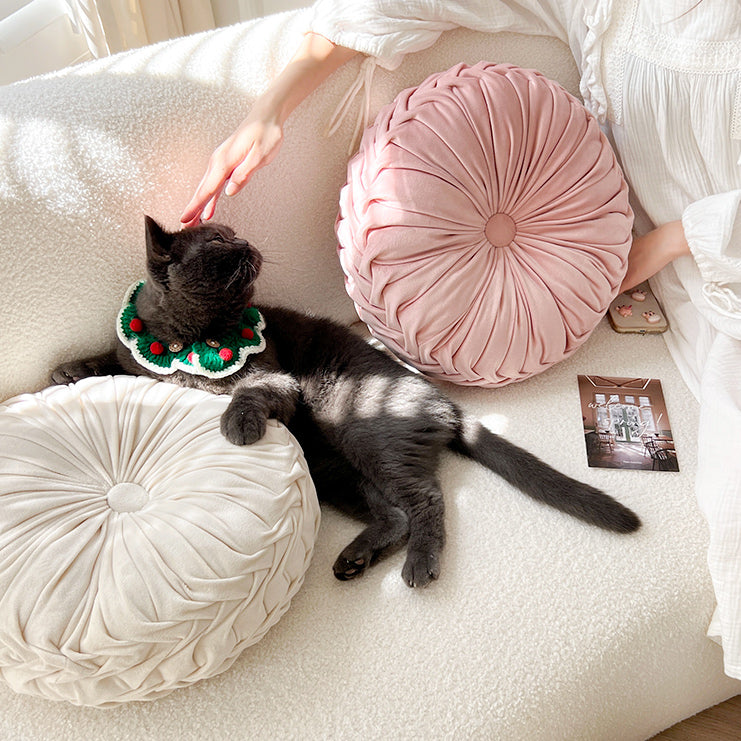 2color round pleats cushion