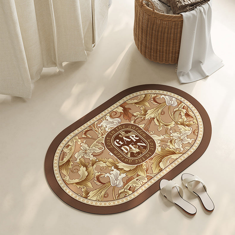 brown garden logo bath mat