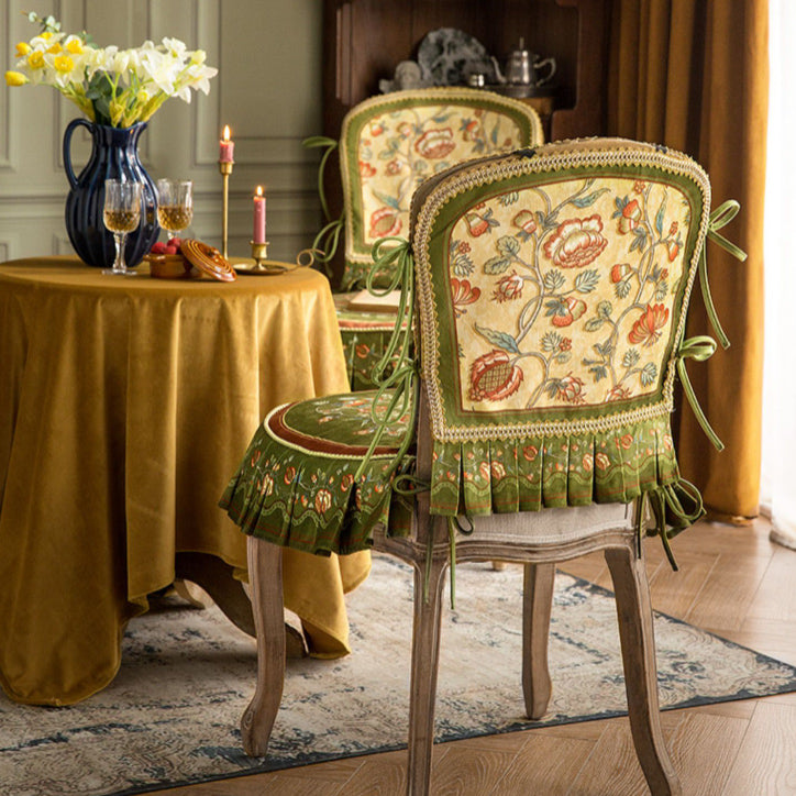 green retro flower chair cover & cushion