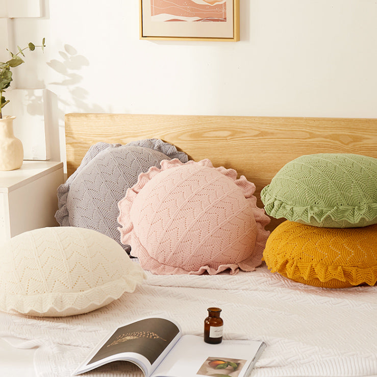 5color knit circle cushion