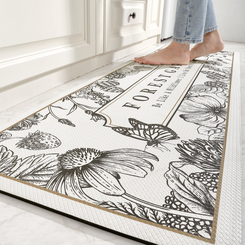 4type monotone flower kitchen mat set