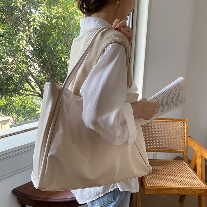 3color leather tote bag