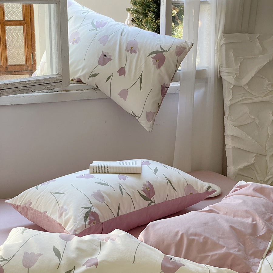purple tulips bedlinen set