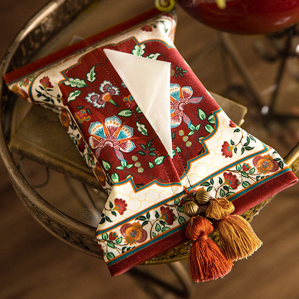 dark red vintage flower tissue case