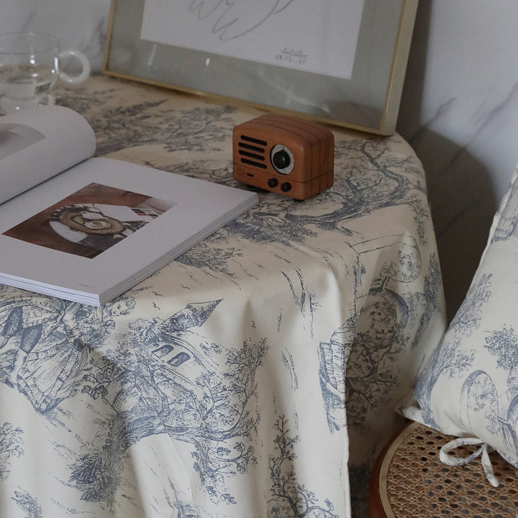toile de Jouy blue table cloth