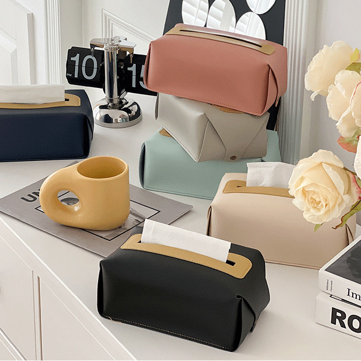 6color leather box tissue case