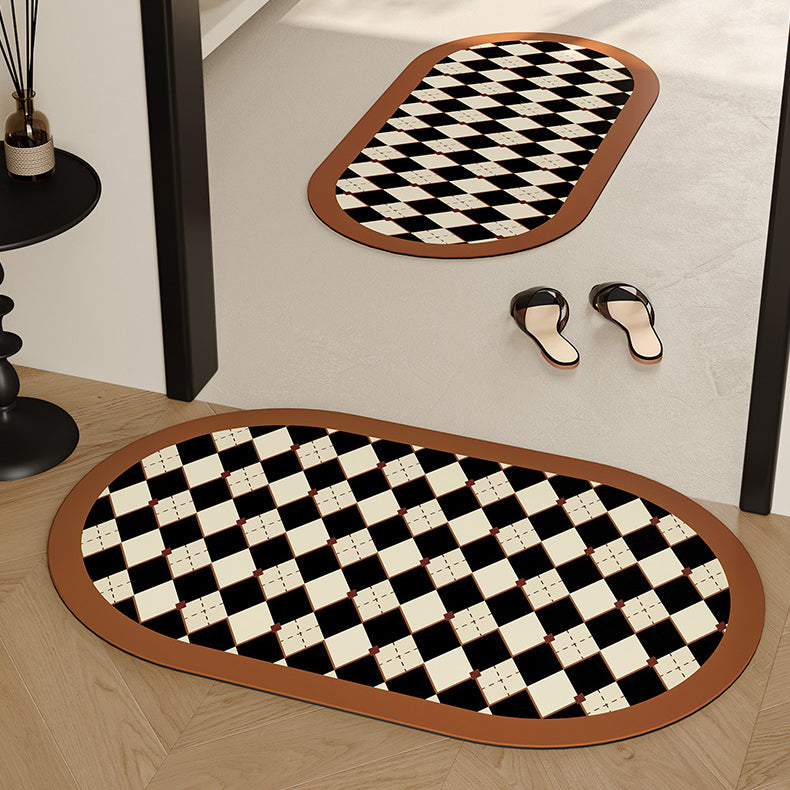2color diamond checker toilet mat
