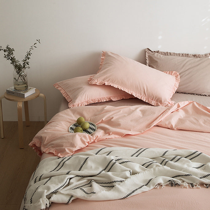 12color simple cotton frill bedlinen set