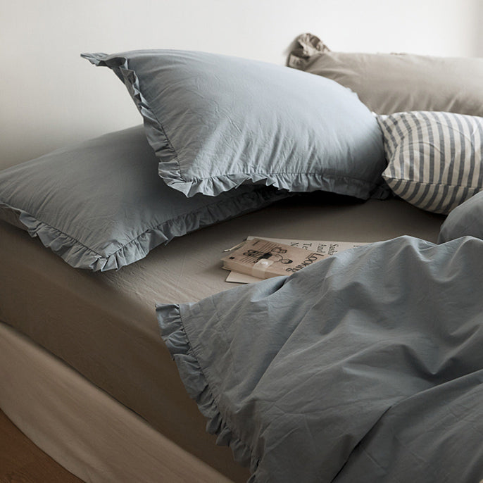 12color simple cotton frill bedlinen set