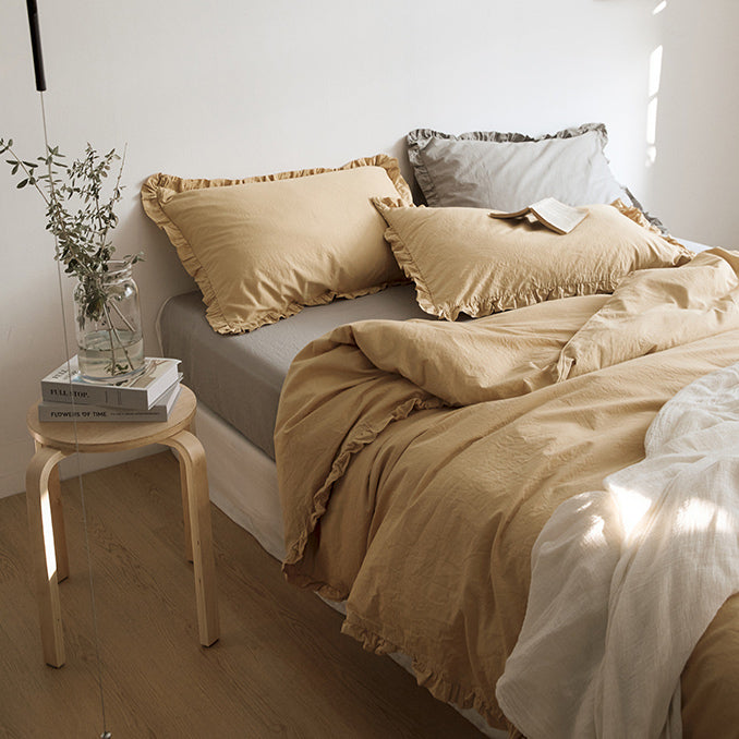 12color simple cotton frill bedlinen set