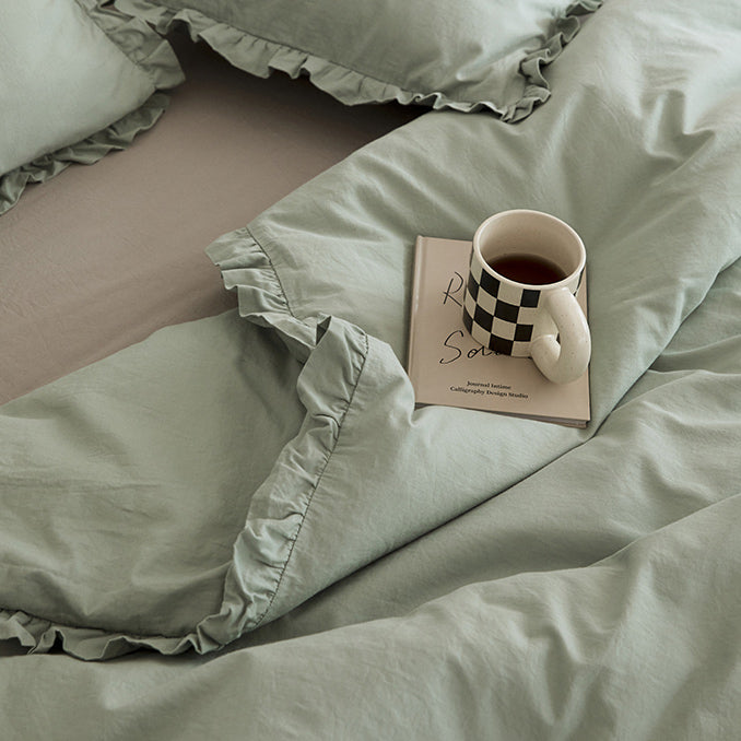 12color simple cotton frill bedlinen set