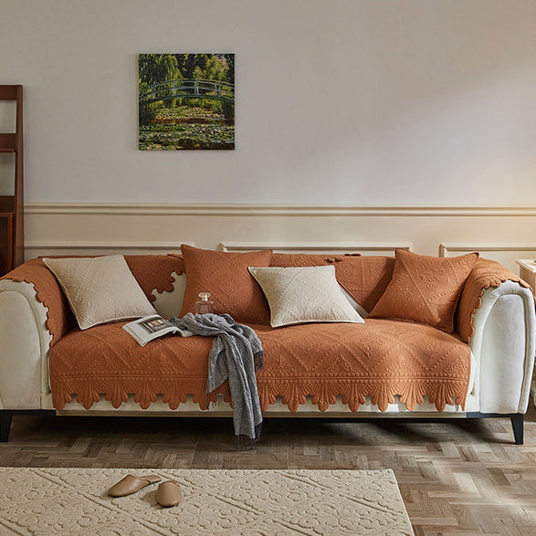 3color diamond flower stitch sofa cover