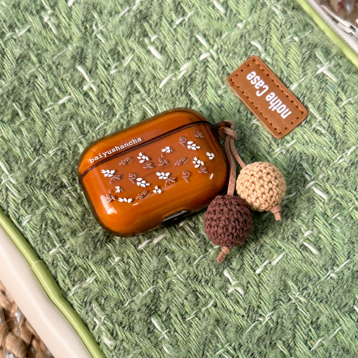 clear brown leaf Airpods case